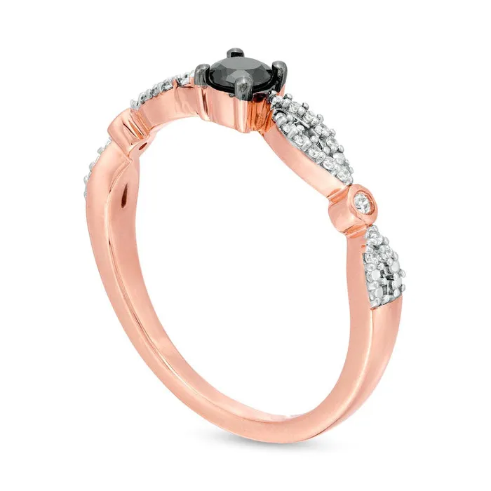 Goldia Rings 025 CT TW Enhanced Black and White Natural Diamond Alternating Marquise Promise Ring in Solid 10K Rose Gold Goldia Rings 025 CT TW Enhanced Black and White Natural Diamond Alternating Marquise Promise Ring in Solid 10K Rose Gold