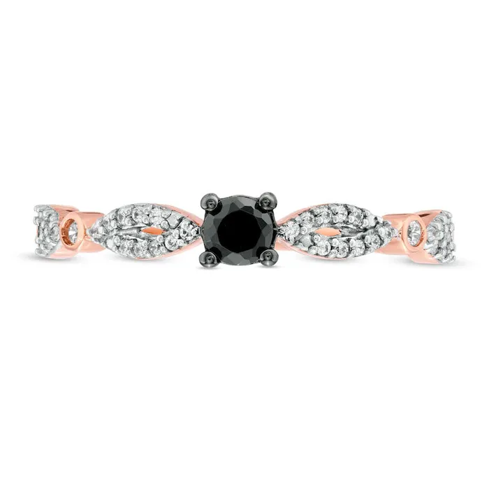 Goldia Rings 025 CT TW Enhanced Black and White Natural Diamond Alternating Marquise Promise Ring in Solid 10K Rose Gold Goldia Rings 025 CT TW Enhanced Black and White Natural Diamond Alternating Marquise Promise Ring in Solid 10K Rose Gold