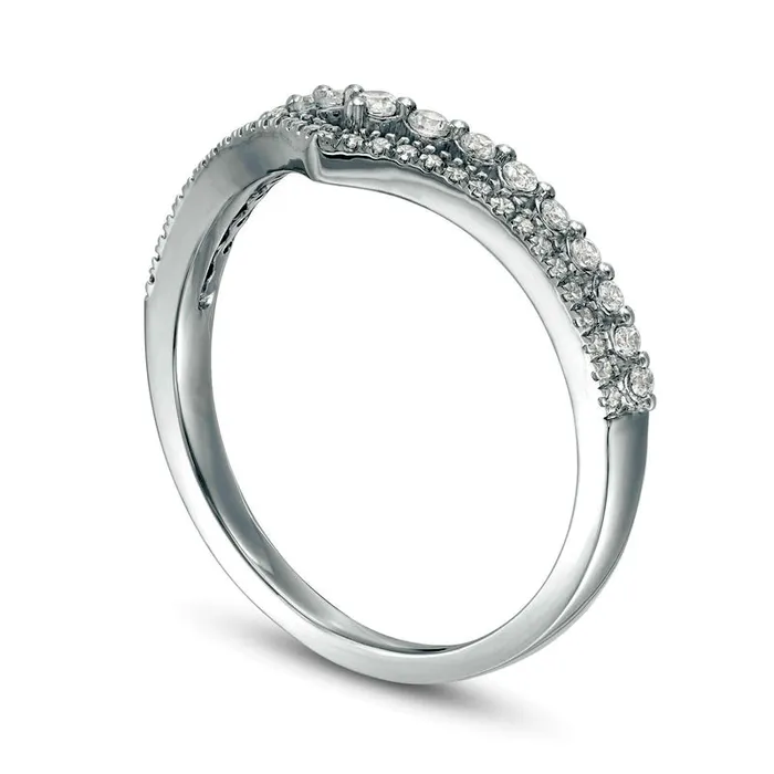 Goldia Rings 025 CT TW Natural Diamond Double Chevron Anniversary Band in Solid 10K White Gold Goldia Rings 025 CT TW Natural Diamond Double Chevron Anniversary Band in Solid 10K White Gold