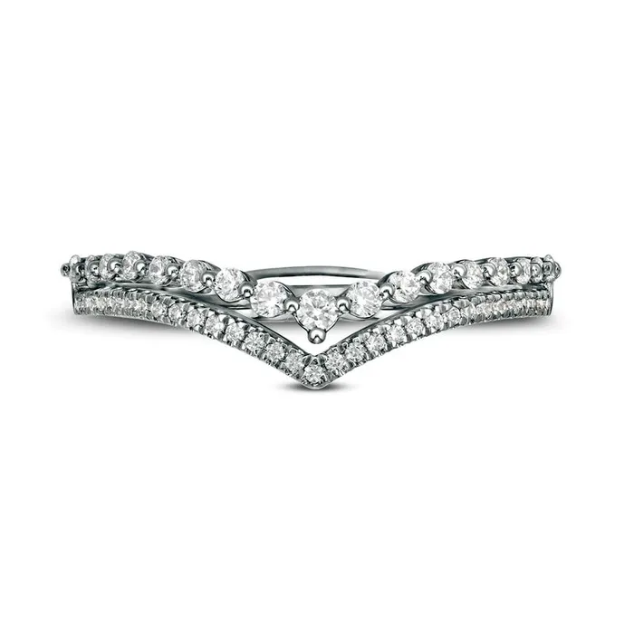 Goldia Rings 025 CT TW Natural Diamond Double Chevron Anniversary Band in Solid 10K White Gold Goldia Rings 025 CT TW Natural Diamond Double Chevron Anniversary Band in Solid 10K White Gold