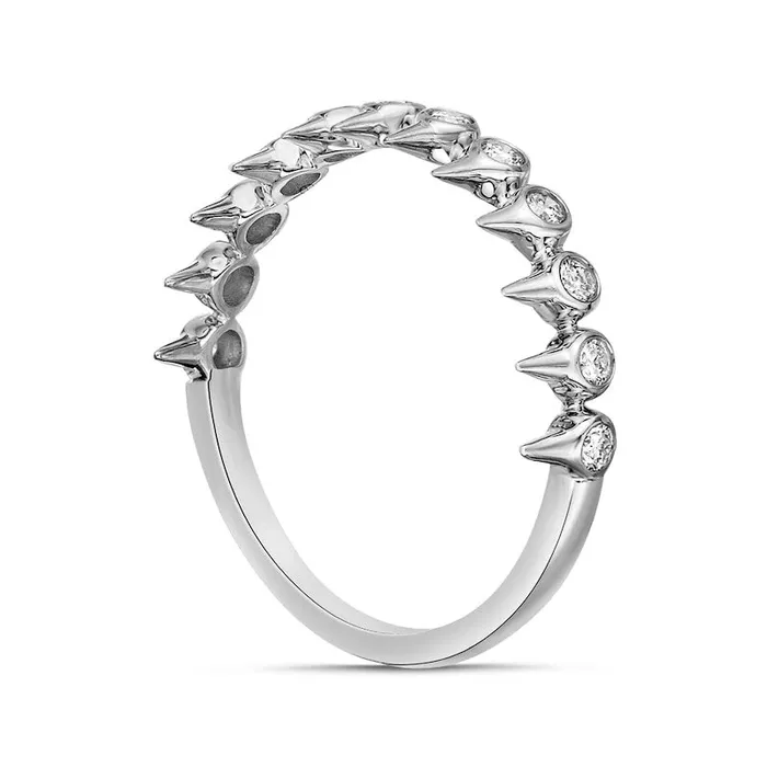 Goldia Rings 025 CT TW Natural Diamond Single Spikes Row Ring in Solid 10K White Gold Goldia Rings 025 CT TW Natural Diamond Single Spikes Row Ring in Solid 10K White Gold
