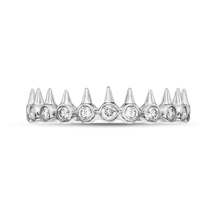 Goldia Rings 025 CT TW Natural Diamond Single Spikes Row Ring in Solid 10K White Gold Goldia Rings 025 CT TW Natural Diamond Single Spikes Row Ring in Solid 10K White Gold