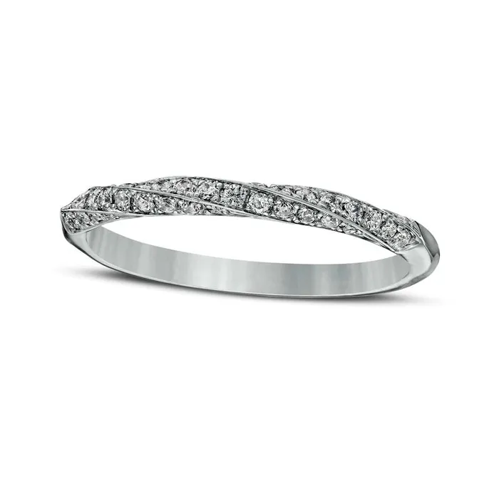 Goldia Rings 025 CT TW Natural Diamond Twist Anniversary Band in Solid 14K White Gold Goldia Rings 025 CT TW Natural Diamond Twist Anniversary Band in Solid 14K White Gold