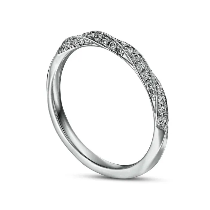 Goldia Rings 025 CT TW Natural Diamond Twist Anniversary Band in Solid 14K White Gold Goldia Rings 025 CT TW Natural Diamond Twist Anniversary Band in Solid 14K White Gold