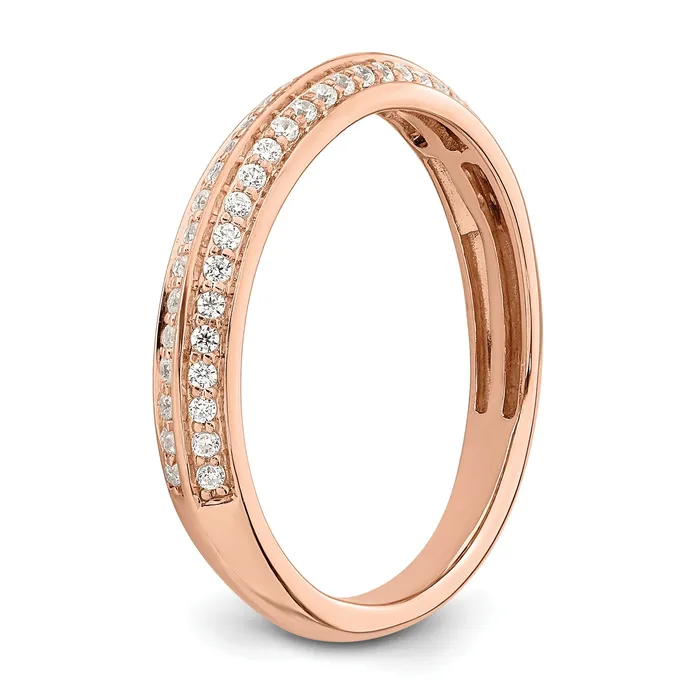 Goldia Rings 025ct CZ Solid Real 14k Rose Polish Matching Wedding Wedding Band Ring