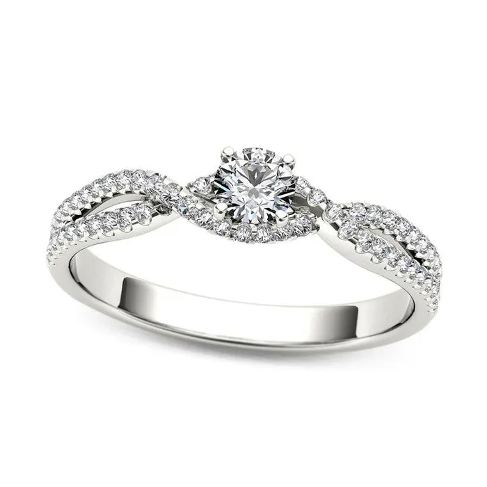 Goldia Rings 038 CT TW Natural Diamond Twist Engagement Ring in Solid 14K White Gold Goldia Rings 038 CT TW Natural Diamond Twist Engagement Ring in Solid 14K White Gold