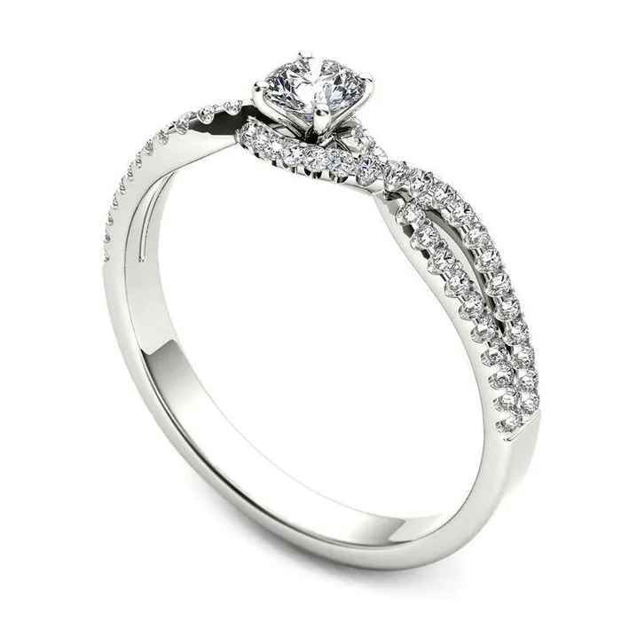 Goldia Rings 038 CT TW Natural Diamond Twist Engagement Ring in Solid 14K White Gold Goldia Rings 038 CT TW Natural Diamond Twist Engagement Ring in Solid 14K White Gold