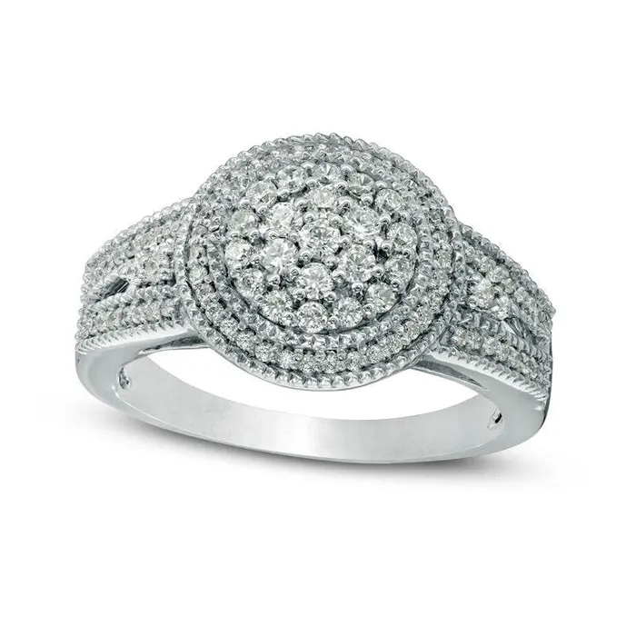 Goldia Rings 050 CT TW Composite Natural Diamond Frame Antique VintageStyle Engagement Ring in Solid 10K White Gold Goldia Rings 050 CT TW Composite Natural Diamond Frame Antique VintageStyle Engagement Ring in Solid 10K White Gold