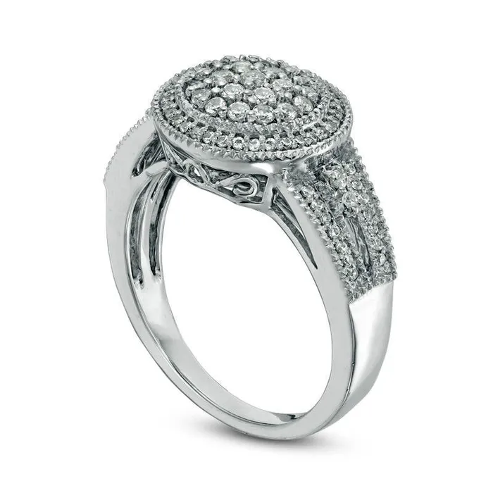 Goldia Rings 050 CT TW Composite Natural Diamond Frame Antique VintageStyle Engagement Ring in Solid 10K White Gold Goldia Rings 050 CT TW Composite Natural Diamond Frame Antique VintageStyle Engagement Ring in Solid 10K White Gold