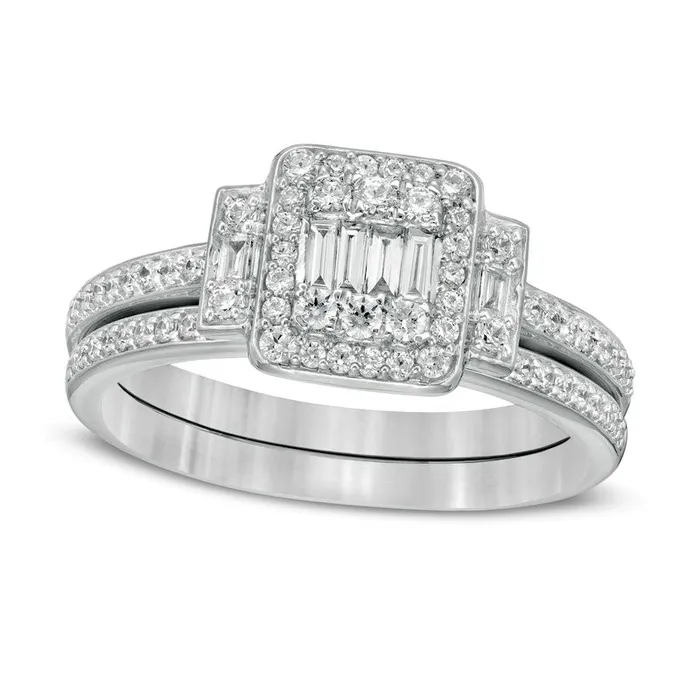 Goldia Rings 050 CT TW Composite Natural Diamond Frame Collar Bridal Engagement Ring Set in Solid 10K White Gold Goldia Rings 050 CT TW Composite Natural Diamond Frame Collar Bridal Engagement Ring Set in Solid 10K White Gold