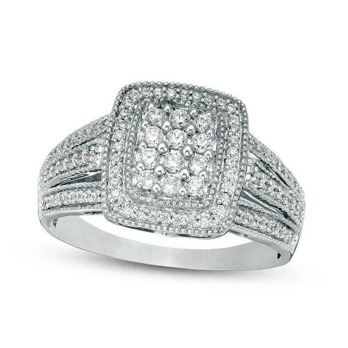 Goldia Rings 050 CT TW Composite Natural Diamond Rectangular Frame MultiRow Ring in Sterling Silver Goldia Rings 050 CT TW Composite Natural Diamond Rectangular Frame MultiRow Ring in Sterling Silver