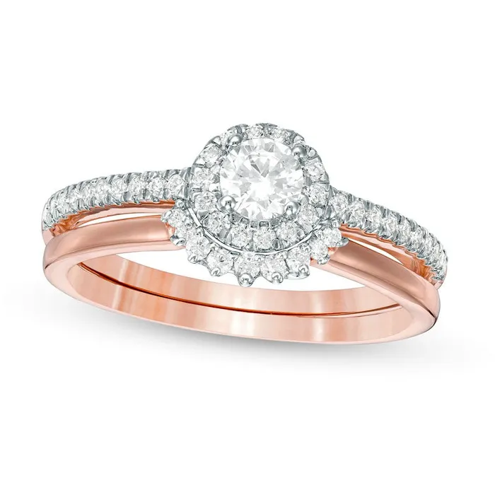 Goldia Rings 050 CT TW Natural Diamond Frame Bridal Engagement Ring Set in Solid 10K Rose Gold Goldia Rings 050 CT TW Natural Diamond Frame Bridal Engagement Ring Set in Solid 10K Rose Gold