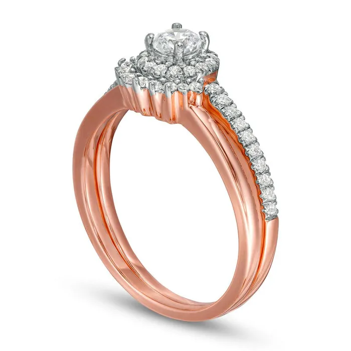 Goldia Rings 050 CT TW Natural Diamond Frame Bridal Engagement Ring Set in Solid 10K Rose Gold Goldia Rings 050 CT TW Natural Diamond Frame Bridal Engagement Ring Set in Solid 10K Rose Gold