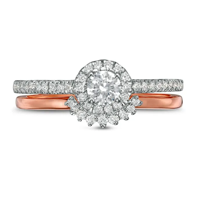 Goldia Rings 050 CT TW Natural Diamond Frame Bridal Engagement Ring Set in Solid 10K Rose Gold Goldia Rings 050 CT TW Natural Diamond Frame Bridal Engagement Ring Set in Solid 10K Rose Gold