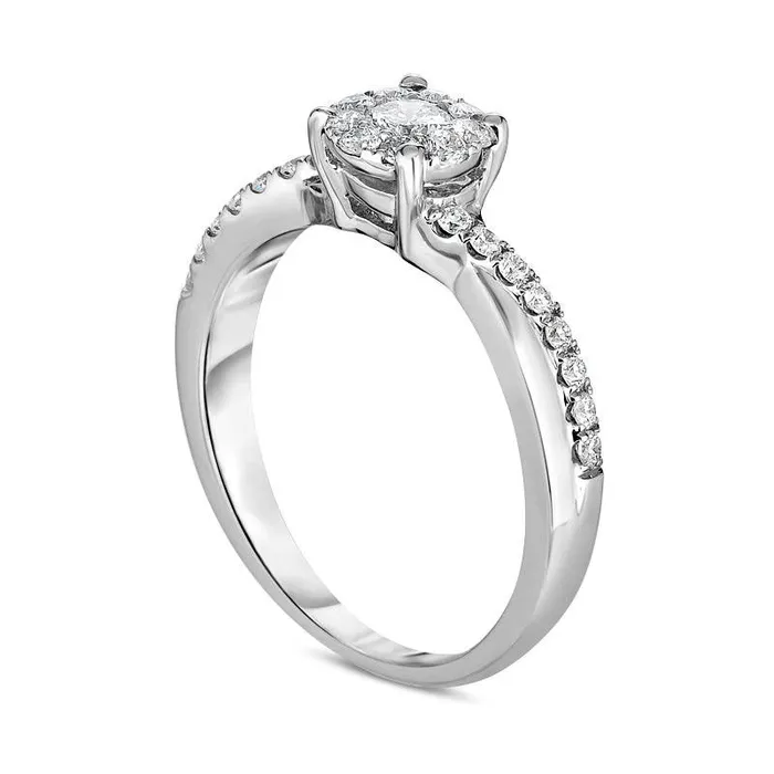 Goldia Rings 050 CT TW Natural Diamond Frame Twist Shank Engagement Ring in Solid 10K White Gold Goldia Rings 050 CT TW Natural Diamond Frame Twist Shank Engagement Ring in Solid 10K White Gold
