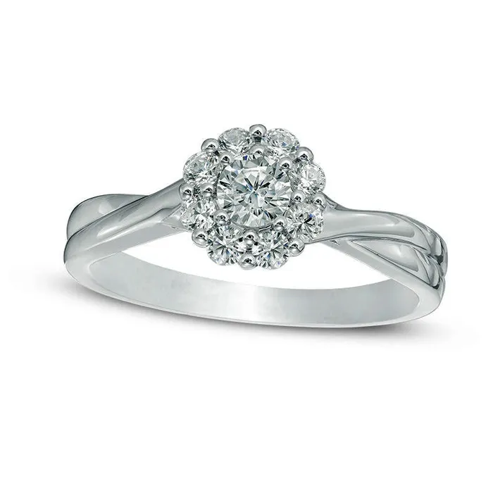 Goldia Rings 050 CT TW Natural Diamond Frame Twist Shank Engagement Ring in Solid 14K White Gold Goldia Rings 050 CT TW Natural Diamond Frame Twist Shank Engagement Ring in Solid 14K White Gold