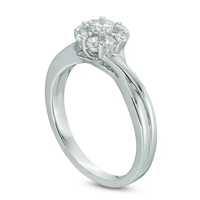 Goldia Rings 050 CT TW Natural Diamond Frame Twist Shank Engagement Ring in Solid 14K White Gold Goldia Rings 050 CT TW Natural Diamond Frame Twist Shank Engagement Ring in Solid 14K White Gold
