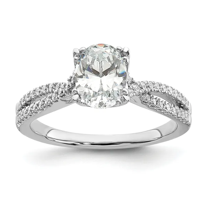 Goldia Rings 050ct CZ Solid Real 14k White Polish Criss Cross 12ct Oval Eng Dia Ring Goldia Rings 050ct CZ Solid Real 14k White Polish Criss Cross 12ct Oval Eng Dia Ring