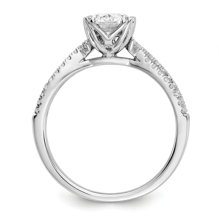Goldia Rings 050ct CZ Solid Real 14k White Polish Criss Cross 12ct Oval Eng Dia Ring