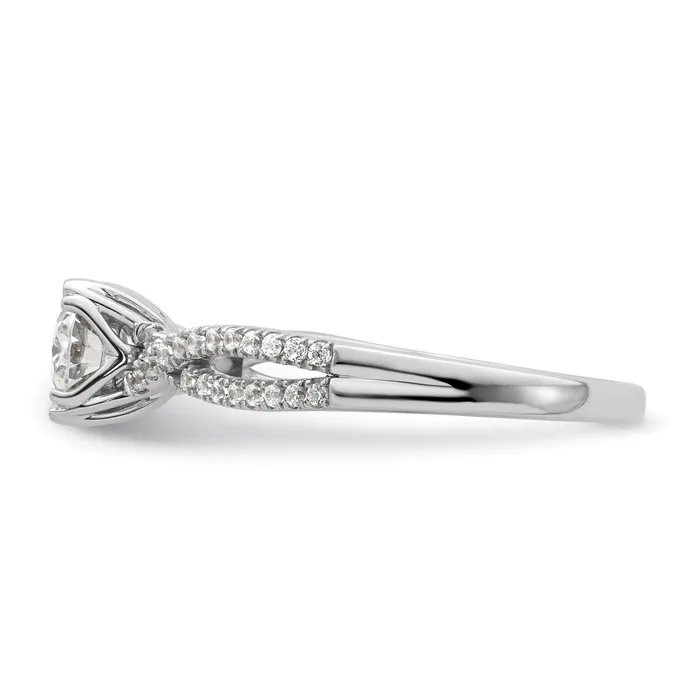 Goldia Rings 050ct CZ Solid Real 14k White Polish Criss Cross 12ct Oval Eng Dia Ring