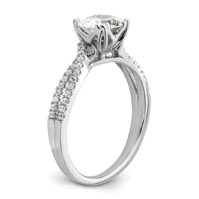 Goldia Rings 050ct CZ Solid Real 14k White Polish Criss Cross 12ct Oval Eng Dia Ring