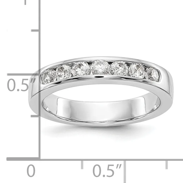 Goldia Rings 055ct CZ Solid Real 14K White Gold 727mm Stone Channel Wedding Band Ring