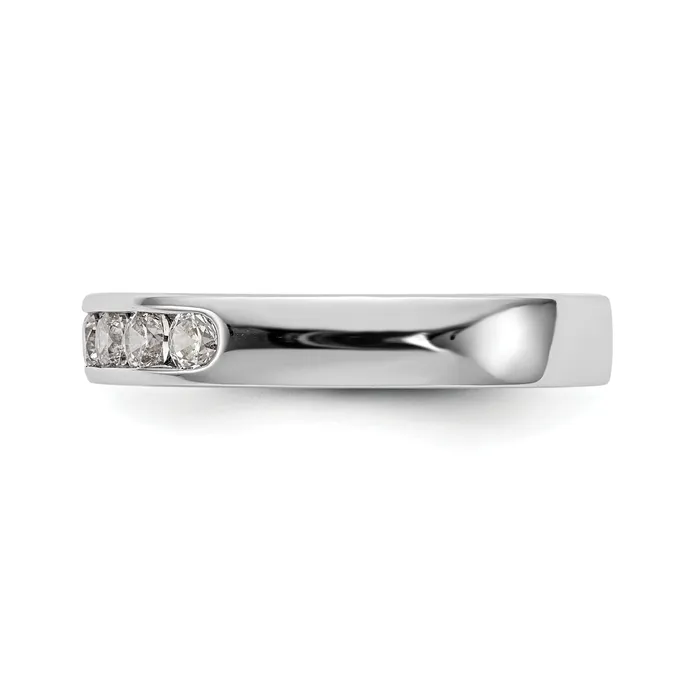 Goldia Rings 055ct CZ Solid Real 14K White Gold 727mm Stone Channel Wedding Band Ring
