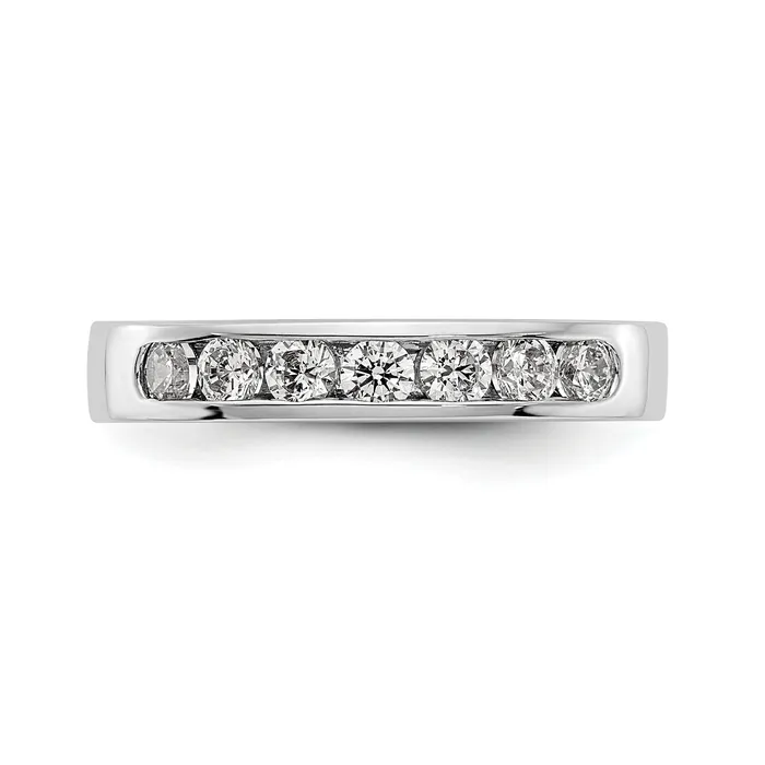 Goldia Rings 055ct CZ Solid Real 14K White Gold 727mm Stone Channel Wedding Band Ring