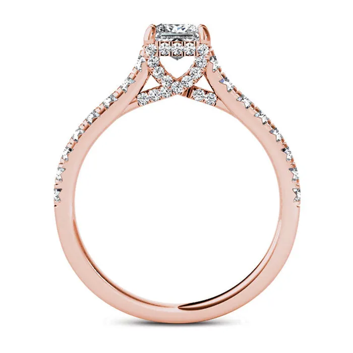 Goldia Rings 075 CT TW PrincessCut Natural Diamond Engagement Ring in Solid 14K Rose Gold Goldia Rings 075 CT TW PrincessCut Natural Diamond Engagement Ring in Solid 14K Rose Gold