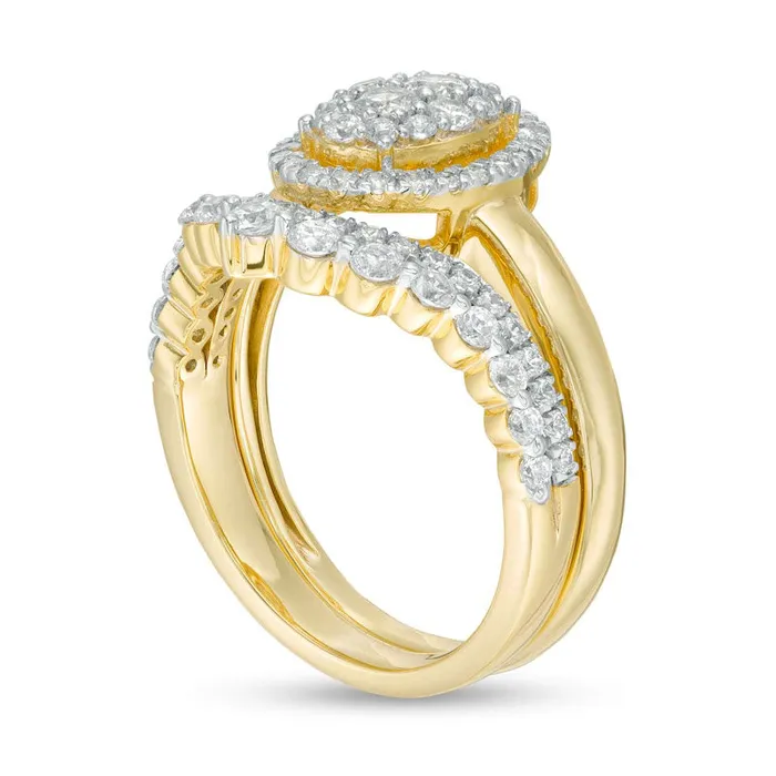 Goldia Rings 10 CT TW Composite Natural Diamond Oval Frame Bridal Engagement Ring Set in Solid 10K Yellow Gold Goldia Rings 10 CT TW Composite Natural Diamond Oval Frame Bridal Engagement Ring Set in Solid 10K Yellow Gold