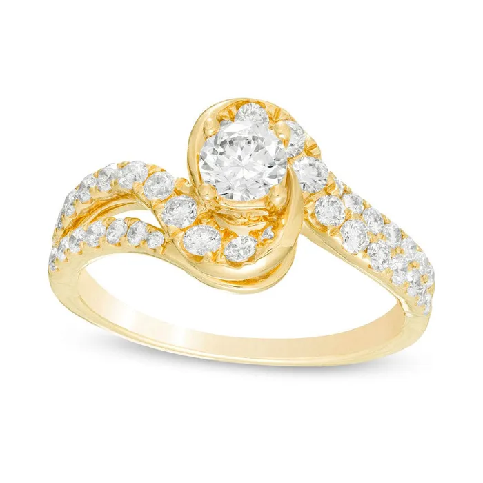 Goldia Rings 10 CT TW Natural Diamond Bypass Engagement Ring in Solid 14K Gold Goldia Rings 10 CT TW Natural Diamond Bypass Engagement Ring in Solid 14K Gold