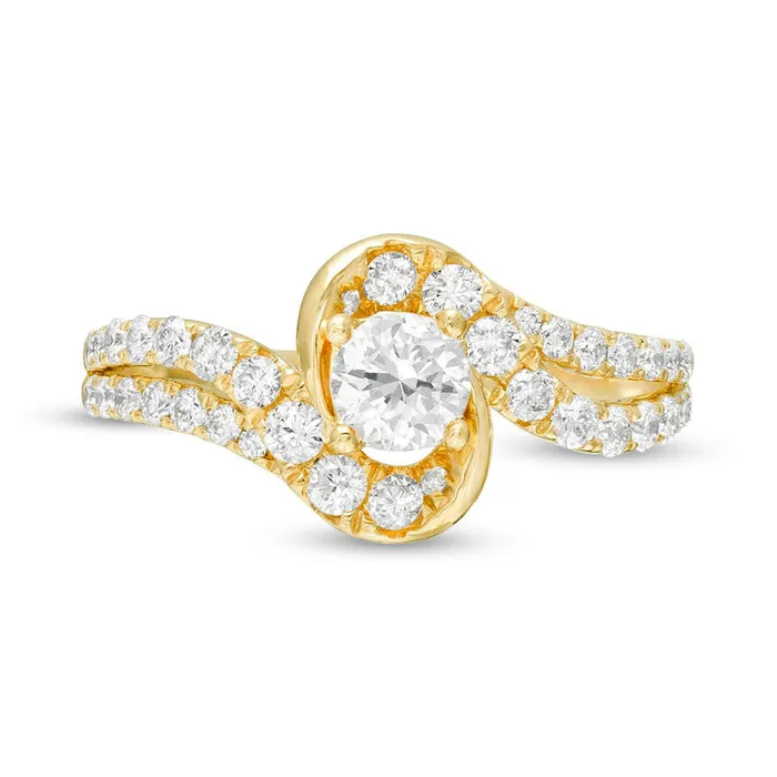 Goldia Rings 10 CT TW Natural Diamond Bypass Engagement Ring in Solid 14K Gold Goldia Rings 10 CT TW Natural Diamond Bypass Engagement Ring in Solid 14K Gold