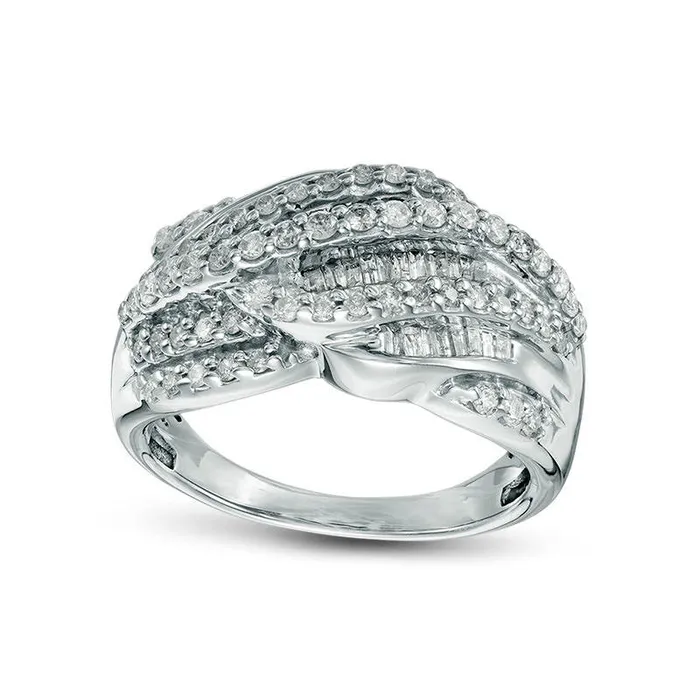 Goldia Rings 10 CT TW Natural Diamond Woven Ring in Sterling Silver
