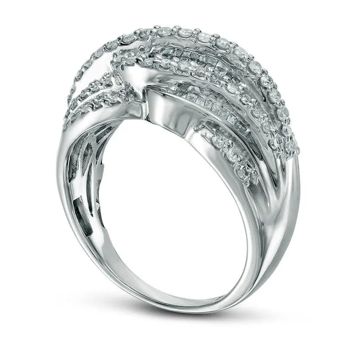 Goldia Rings 10 CT TW Natural Diamond Woven Ring in Sterling Silver Goldia Rings 10 CT TW Natural Diamond Woven Ring in Sterling Silver