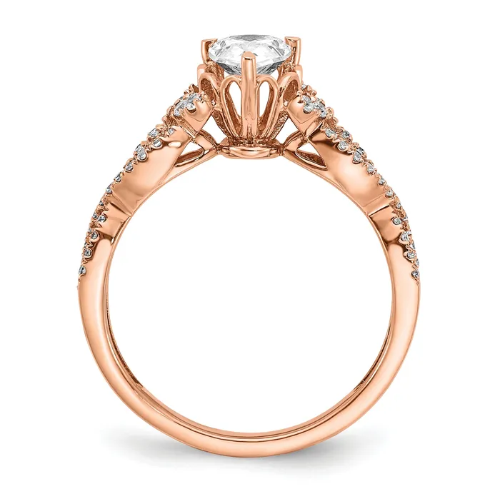 Goldia Rings 100ct CZ Solid Real 14k Rose Polish 1ct Criss Cross Pear Engage Dia Ring