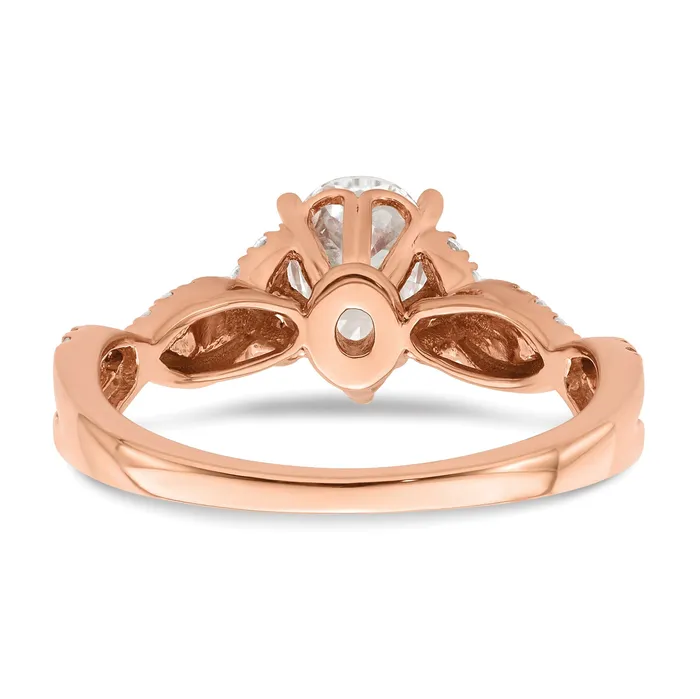 Goldia Rings 100ct CZ Solid Real 14k Rose Polish 1ct Criss Cross Pear Engage Dia Ring