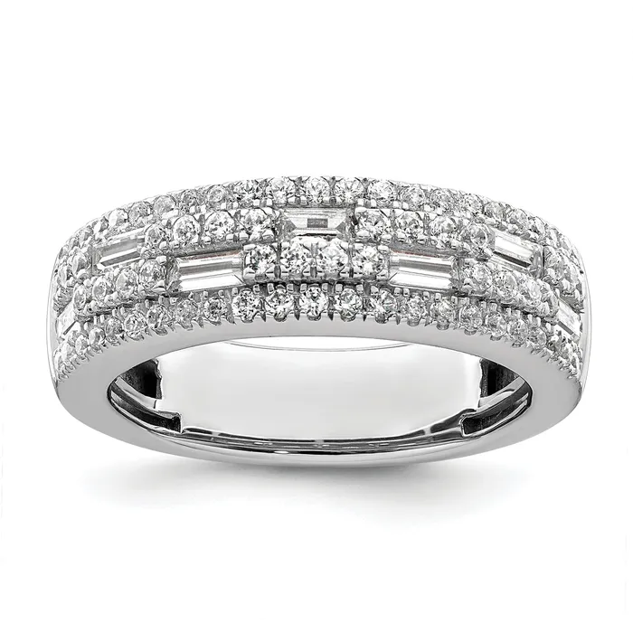 Goldia Rings 100ct CZ Solid Real 14K White Gold Complete Wedding Band Ring Goldia Rings 100ct CZ Solid Real 14K White Gold Complete Wedding Band Ring