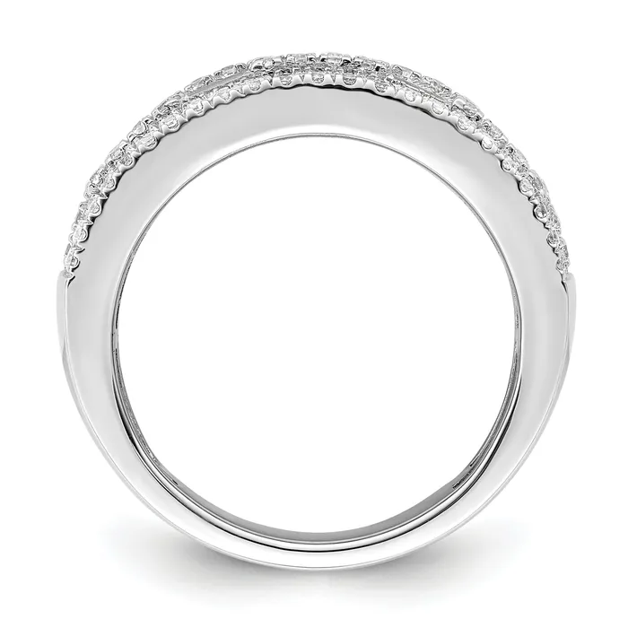 Goldia Rings 100ct CZ Solid Real 14K White Gold Complete Wedding Band Ring