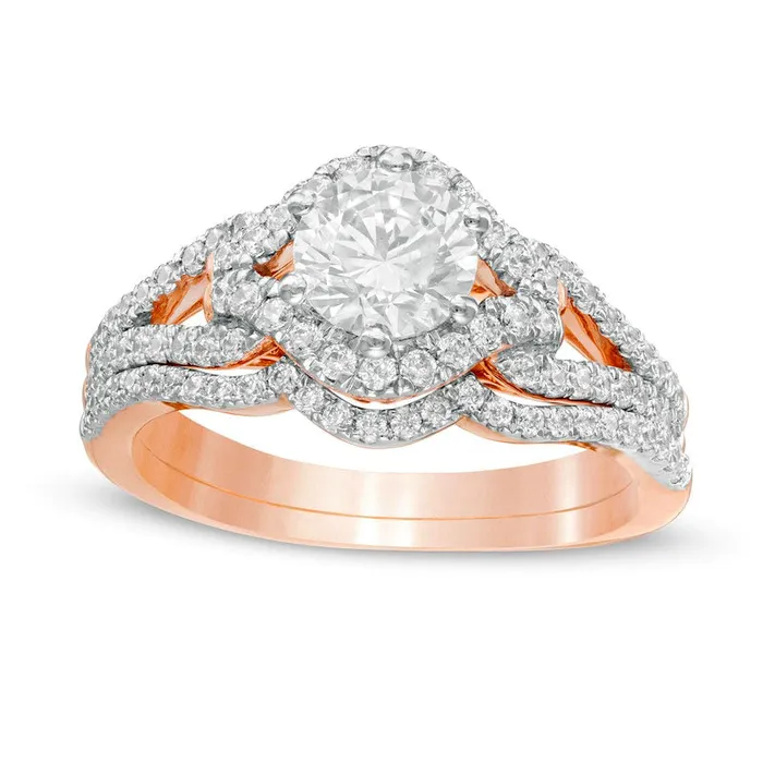 Goldia Rings 125 CT TW Natural Diamond Frame Loop Bridal Engagement Ring Set in Solid 10K Rose Gold Goldia Rings 125 CT TW Natural Diamond Frame Loop Bridal Engagement Ring Set in Solid 10K Rose Gold