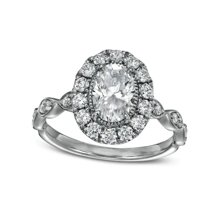 Goldia Rings 15 CT TW Certified Oval Natural Diamond Frame Antique VintageStyle Engagement Ring in Solid 14K White Gold II1 Goldia Rings 15 CT TW Certified Oval Natural Diamond Frame Antique VintageStyle Engagement Ring in Solid 14K White Gold II1