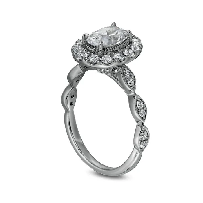 Goldia Rings 15 CT TW Certified Oval Natural Diamond Frame Antique VintageStyle Engagement Ring in Solid 14K White Gold II1 Goldia Rings 15 CT TW Certified Oval Natural Diamond Frame Antique VintageStyle Engagement Ring in Solid 14K White Gold II1