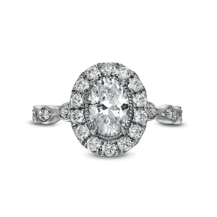Goldia Rings 15 CT TW Certified Oval Natural Diamond Frame Antique VintageStyle Engagement Ring in Solid 14K White Gold II1 Goldia Rings 15 CT TW Certified Oval Natural Diamond Frame Antique VintageStyle Engagement Ring in Solid 14K White Gold II1