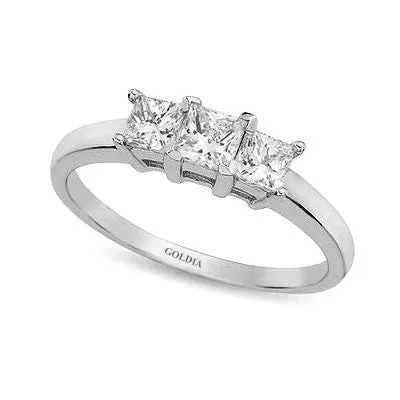 Goldia Rings 1 ct Princess Cut Diamond Platinum Threestone Engagement Ring Goldia Rings 1 ct Princess Cut Diamond Platinum Threestone Engagement Ring