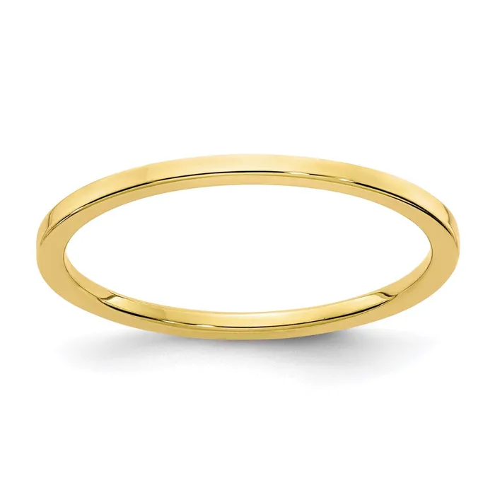 Goldia Rings 10K Gold 12mm Flat Stackable Mens Ladies Wedding Band Ring