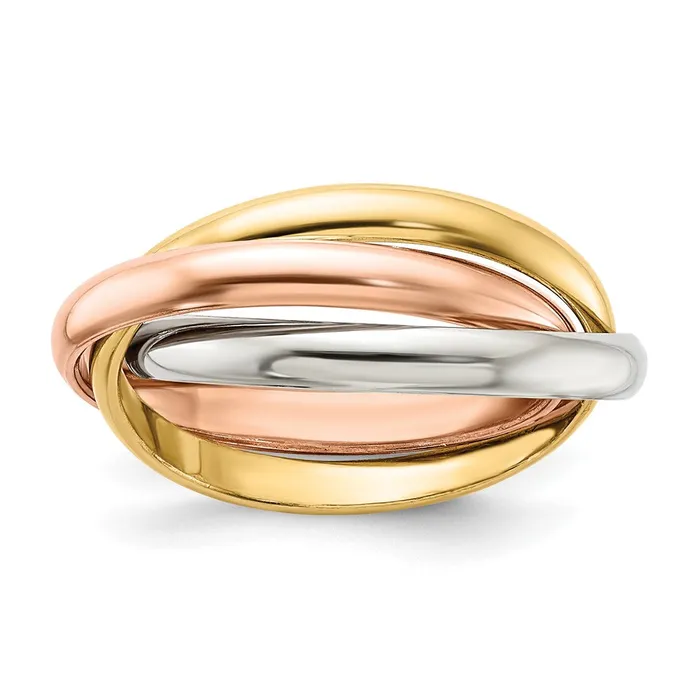 Goldia Rings 14k Tricolor Gold Polished Rolling Ring