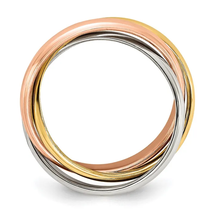 Goldia Rings 14k Tricolor Gold Polished Rolling Ring