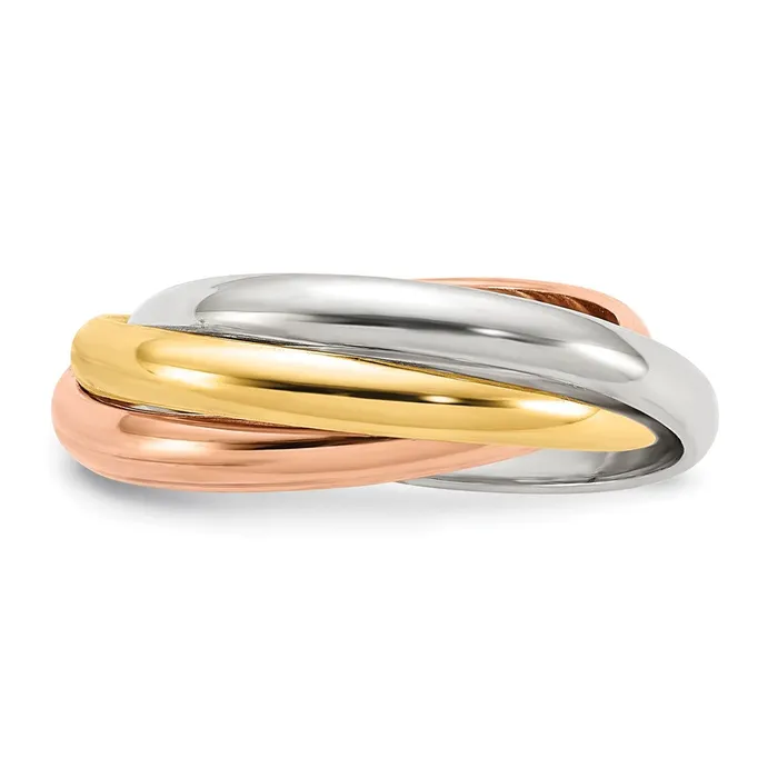 Goldia Rings 14k Tricolor Gold Polished Rolling Ring