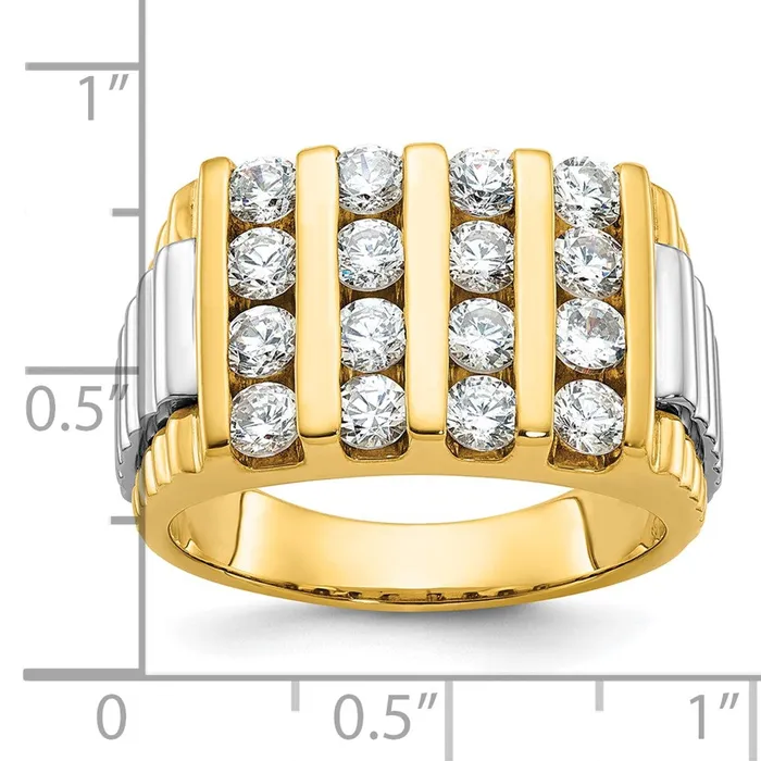 Goldia Rings 14k Twotone Gold Mens 2 carat Diamond Complete Ring