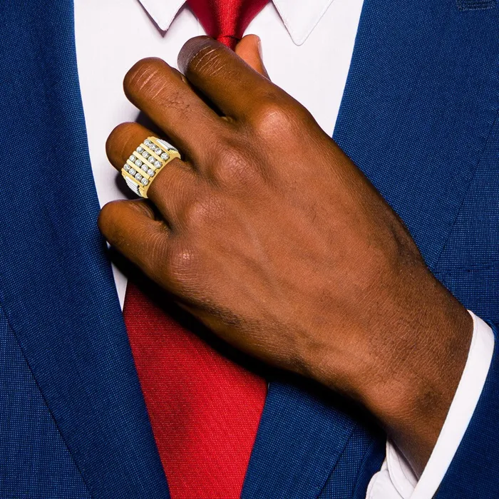 Goldia Rings 14k Twotone Gold Mens 2 carat Diamond Complete Ring