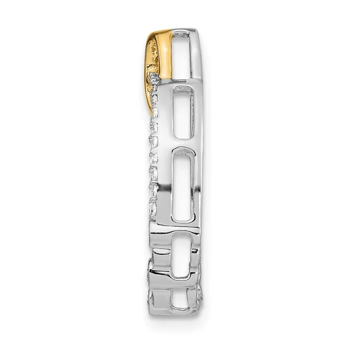 Goldia Rings 14k TwoTone Gold Polished Real Diamond Oval Chain Slide